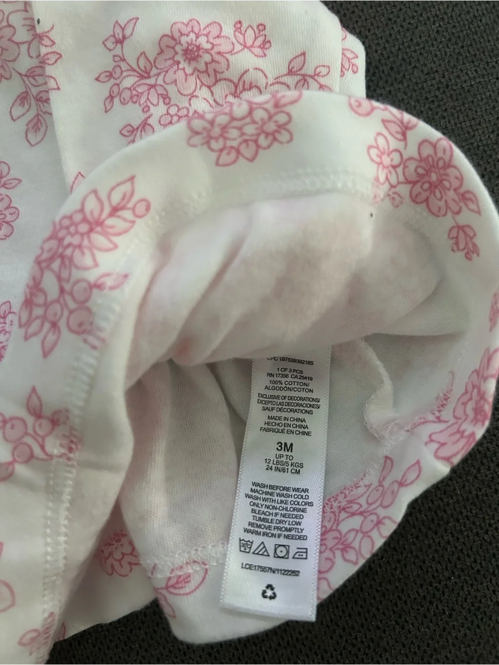 Carter's White & Pink Floral Baby Pants